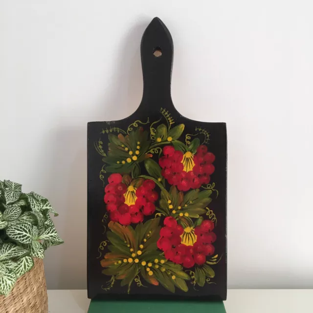 Vintage Russian Khokhloma Wooden Chopping Serving Board Hand Painted Folk Art