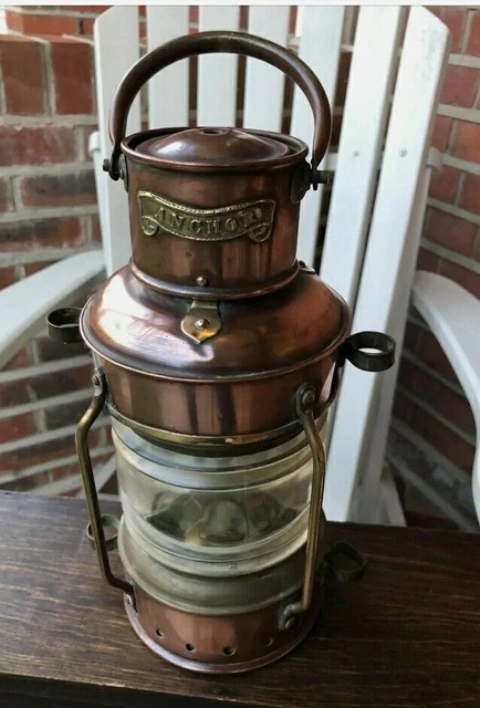 Öllampe Messing & Kupfer Anker Maritime Schiffslaterne Bootslampe