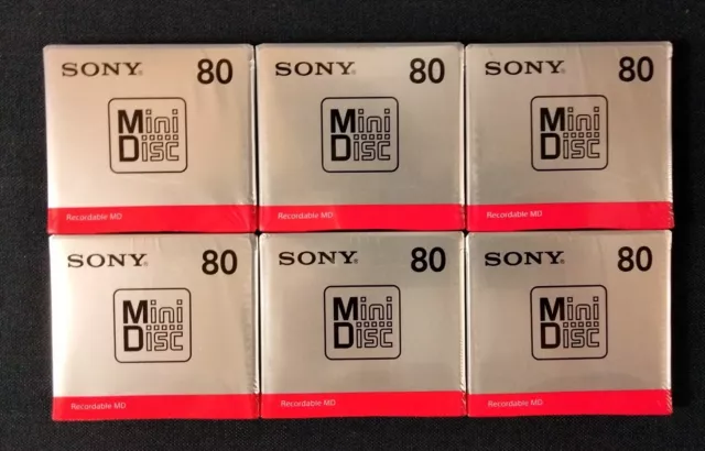 Sony MDW80T 6 Discs MD 80 Minutes Recordable Blank Minidisc Made in Japan