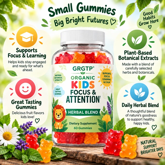 KIDS FOCUS ATTENTION Gummies - with Lavender, Ginkgo, Herbal Brain ...