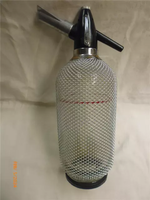 Vintage Large Soda Syphon Silver Color Mesh Art Deco Czechoslovakia