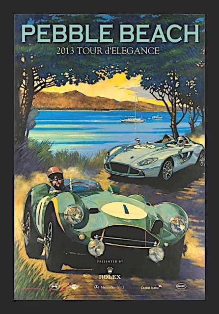 Pebble Beach Concours 2013 Rolex Tour Poster ASTON MARTIN DB3S/1 CC100 ROWE