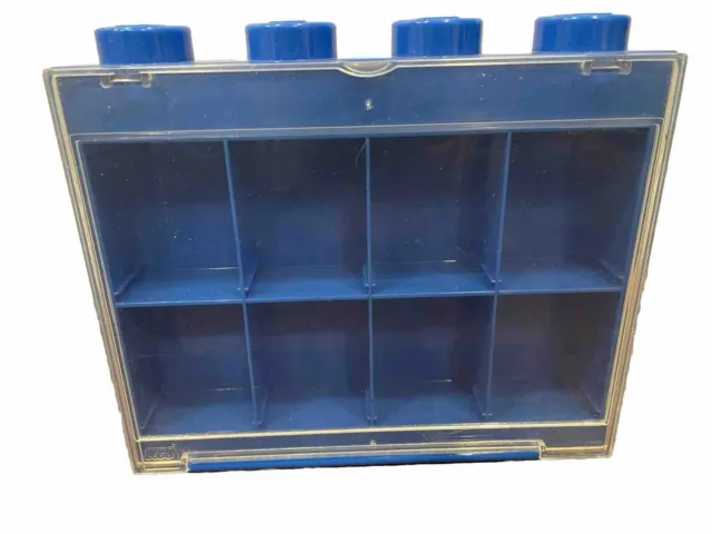 Lego Minifigure Display Case 8 Figure Storage Blue Stackable Hanging ~No Bases