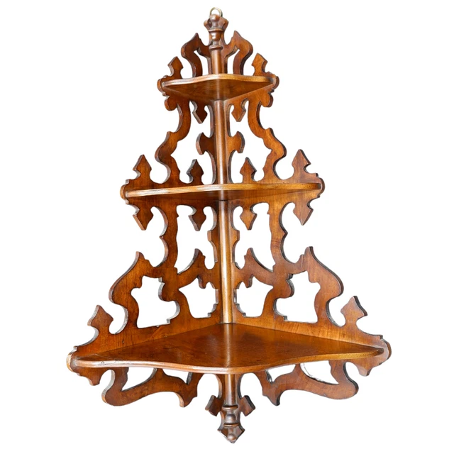 Antica Angoliera Etagere Mensola In Legno Intagliato Umbertina Fine 1800
