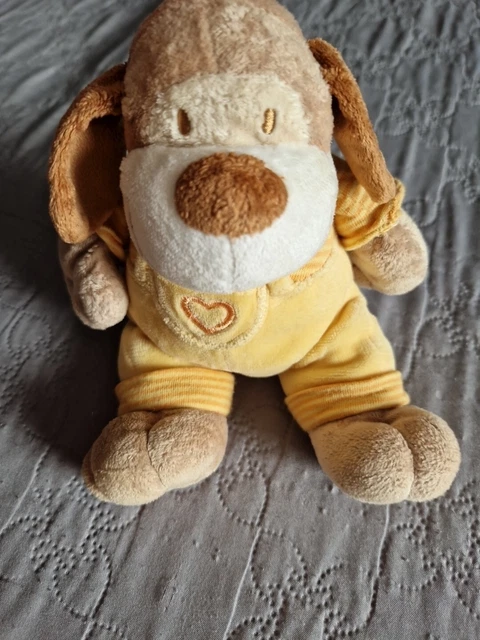 Doudou plat chien bleu vert orange étiquettes Les ZétiK'T BABY NAT