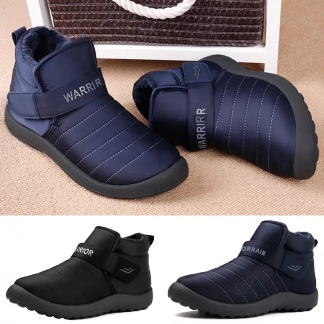 Mens Winter Boots Fur Lined Snow Ankle Boot Men Slip On Warm Shoes Work Size 5-8