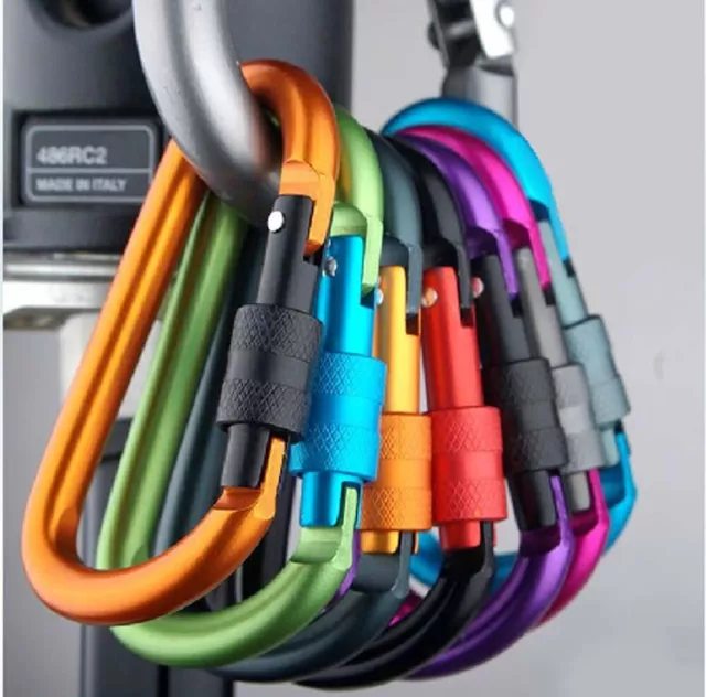 Carabiner Clips Hooks Heavy Duty Spring Snap Clip Gym Climbing Swing Screw Lock