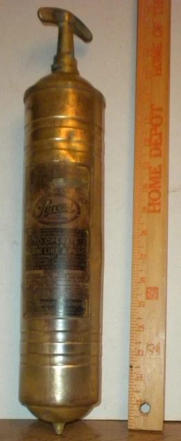 Old Brass Pyrene Fire Extinguisher Motor Freight Express 3.6 Pounds