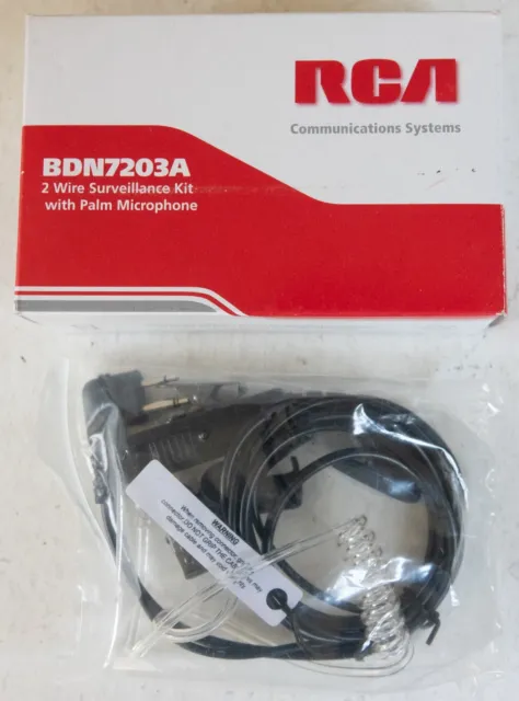 RCA BDN7203A Earpiece / palm mic surveillance kit for 2 way radios - NEW