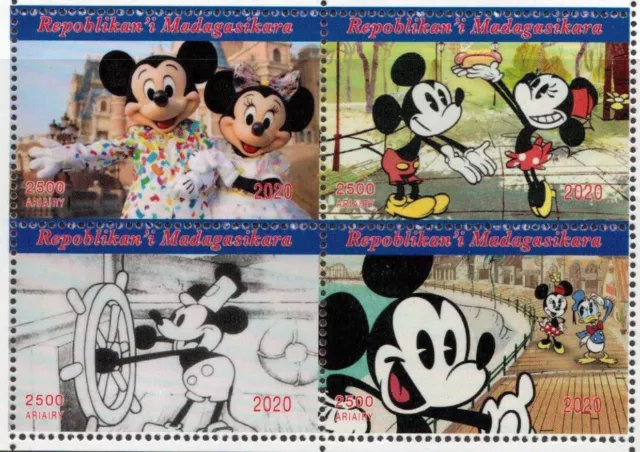 Mickey Mouse Walt Disney Cartoon Block Of Four Stamps 2020 (Nl366)