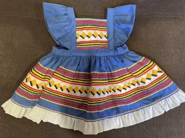 VNTG NWOT Miccosukee Seminole Handmade Baby/Toddler Girl  Patchwork Ruffle Dress