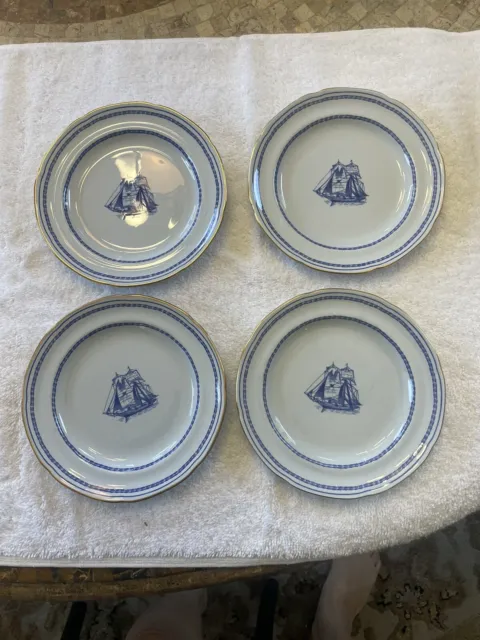 Set of 4 Spode Fine Stone TRADE WINDS BLUE 6 Inch Plates