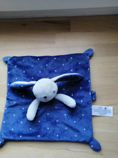 doudou plat lapin gris bleu étoiles attache tetine simba toys