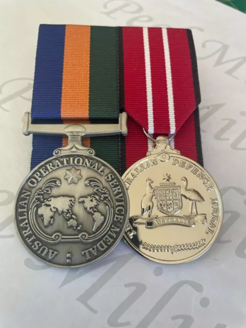 Aust. Operational Service & Aust. Defence Medals Full Size Replica Set 2 Pin.