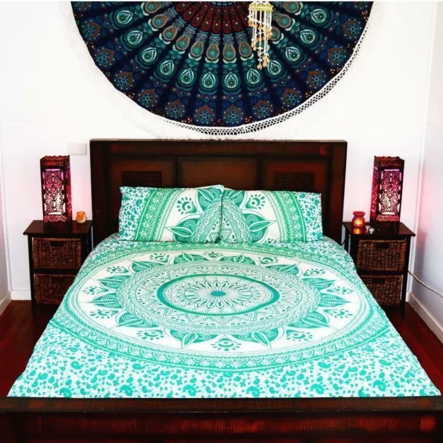 Bohemian Mandala Duvet Cover Handmade Bedding Donna Set with 2 Pillows Beautiful