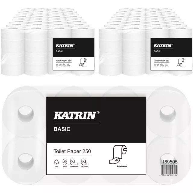 128 Rollen Toilettenpapier Klopapier 2-lagig Katrin Basic 169505 250 Blatt/Rolle