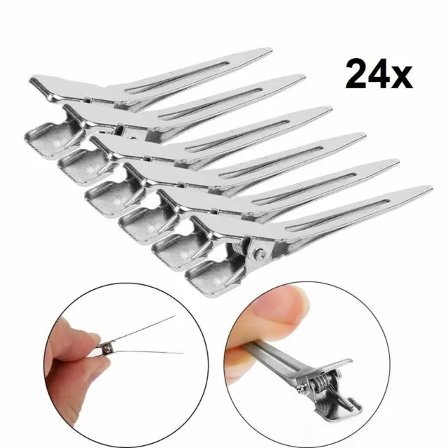 24X Hairdressing Hair Clip Single Hole Pin Curl Setting Section Duckbill Hairpin