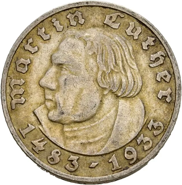 Künker: 3. Reich, 5 Reichsmark 1933 A, 450. Geburtstag Martin Luther, Silber