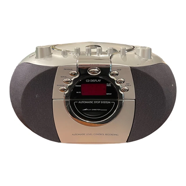 DURABRAND PORTABLE CD Player AM/FM Radio Cassette Record CD 203 Silver