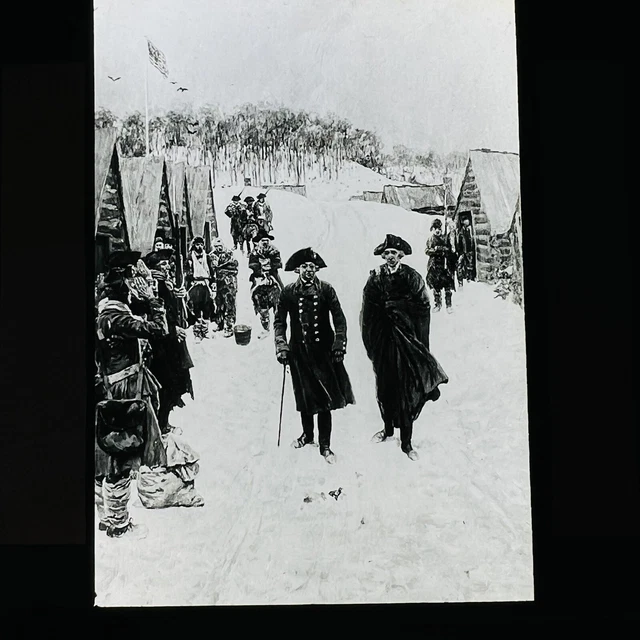 Vtg Magic Lantern Glass Slide Washington & Steuben  At Valley Forge