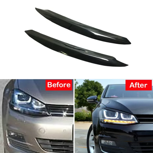 1Pair For VW Golf 7 VII GTI GTD GTE R MK7 Headlight Eyebrow Eyelid Cover Trims