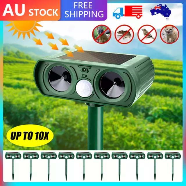 10X Solar Power Ultrasonic Garden Deterrent Repeller Animal Bird Dog Scarer Pest