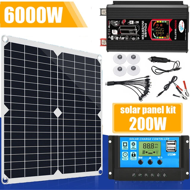 200 Watts Solar Panel Kit Inverter Module Battery Charger Caravan Boat RV Grid