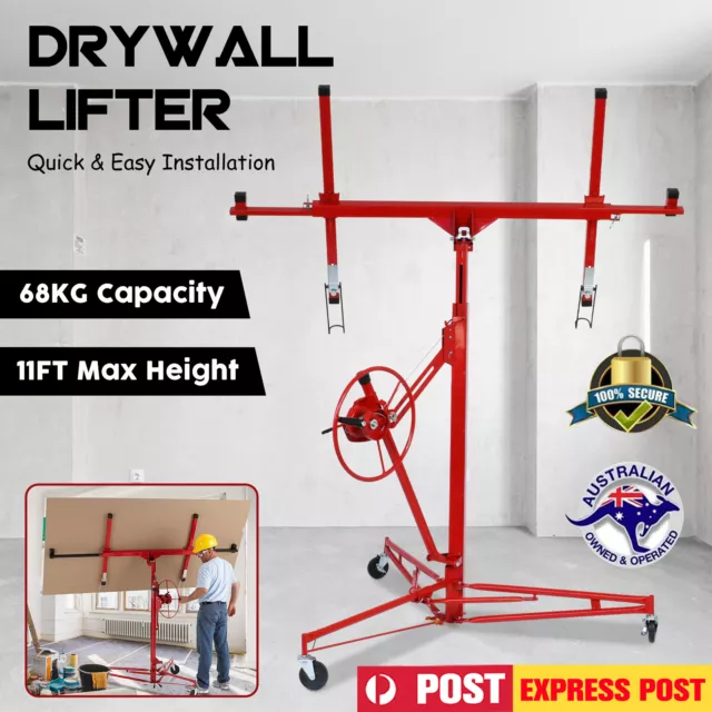 11FT Drywall Panel Lifter 68kg Plaster Lift Gyprock Plasterboard Hoist Lift