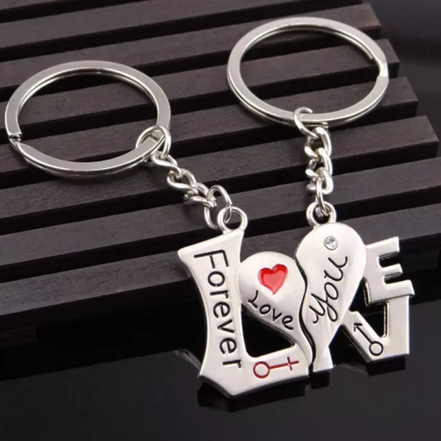 Portachiavi doppio metallo LOVE YOU FOREVER idea regalo San Valentino fidanzati