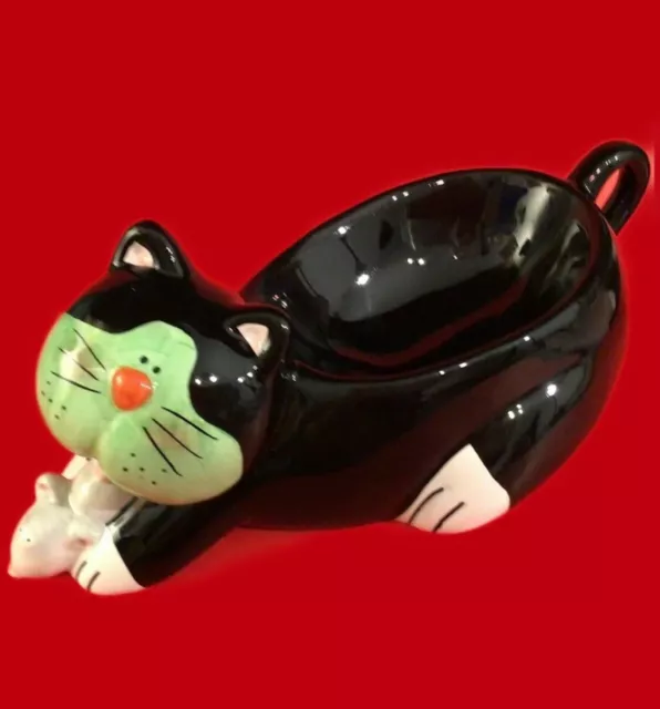 Cat & Mouse Candy Dish Bowl Hand Decorated Vintage 12 1/2"  Design Impressions