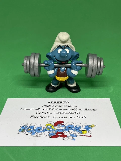 Puffi Smurfs Super Puffo Forzuto Con Bilanciere Weightlifter Con Peso 40507