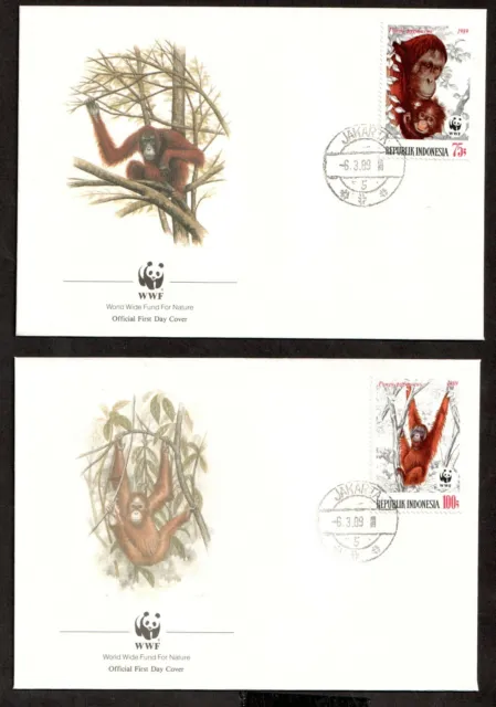 1990  INDONESIA  -  SG: 1920/23  -  ORANGUTANGS -  WWF - FIRST DAY COVERS x 4