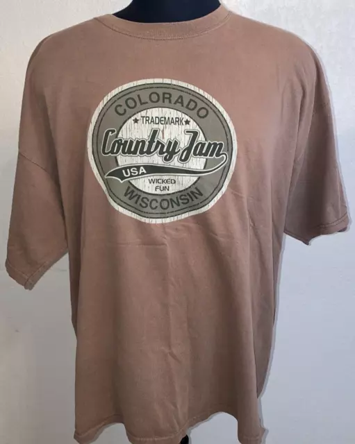 2005 Country Jam USA T-Shirt Brown 2XL Colorado Wisconsin Concert Tour Music