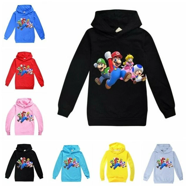 Super Mario Kinder Langarm T-shirt Hoodie Kapuzenpullover Pullis Mädchen Jungen