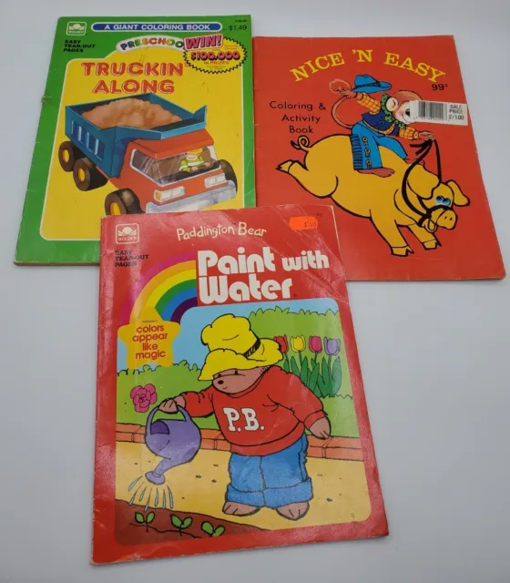 Lot Of 3 Vintage 1960's 1980s Coloring Books - Children's Activities