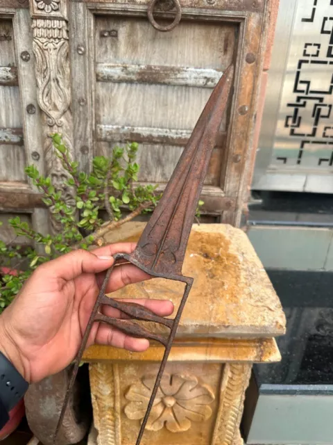 18th C Indian Antique Old Hand Forged Iron Rajasthan Rajput Katar Dagger Blade