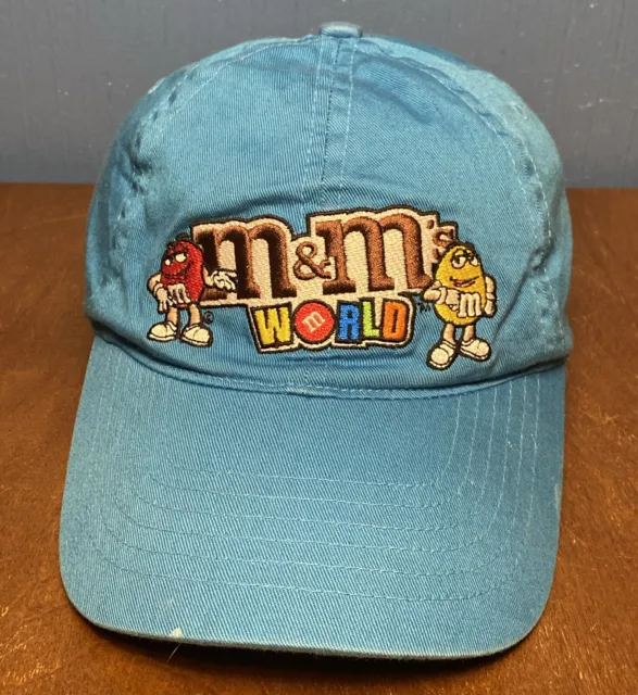 VINTAGE m&ms MM World Strapback Hat LAS VEGAS - Teal Blue w/ Mascots Dad Hat Cap