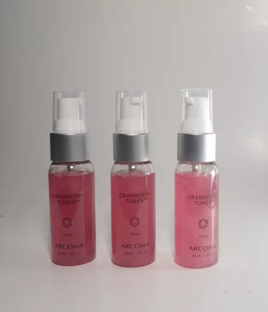 3x Arcona Cranberry Toner - Travel Size 1 fl oz/30 mL each - NWOB