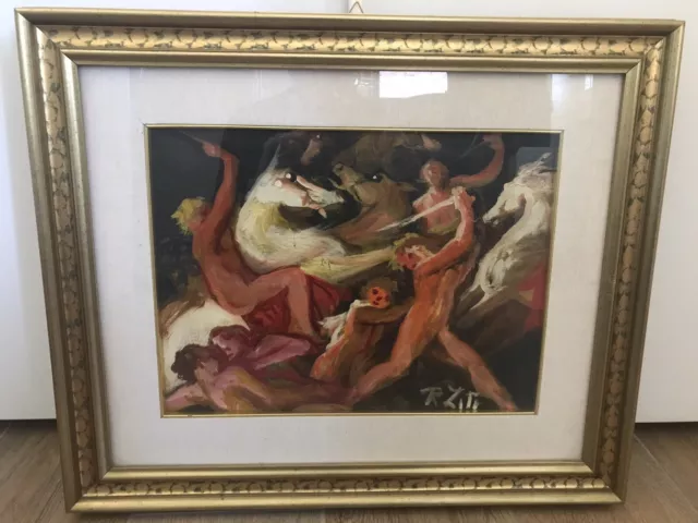 Quadro olio su tela di Rodolfo Zito 30x40 “Cavalli’ - Certificato di autenticità