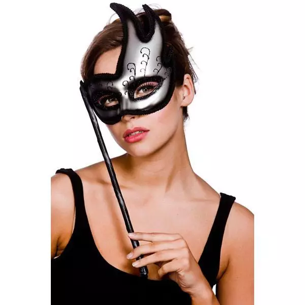 Masquerade Ball Face Eye Mask On A Stick Ladies Fancy Dress Venetian Carnival