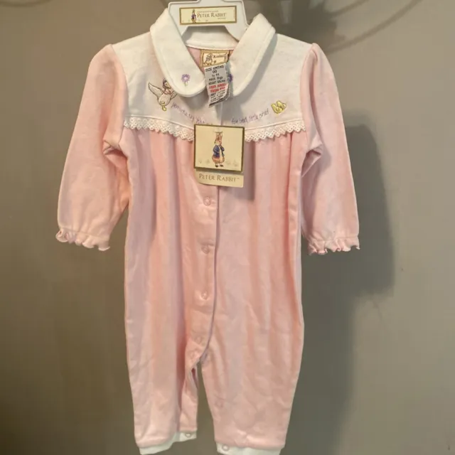 Baby Girls Peter Rabbit Jemima duck Sleep Suit Pink & White Romper BNWT 6 Months