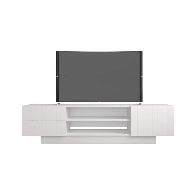 Nexera TV Stand 71.75" Engineered Wood 2-Shelves White Matte Lacquer/Melamine