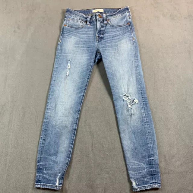 Madewell Jeans Women's 25P High Rise Skinny Blue Stretch Distressed Denim