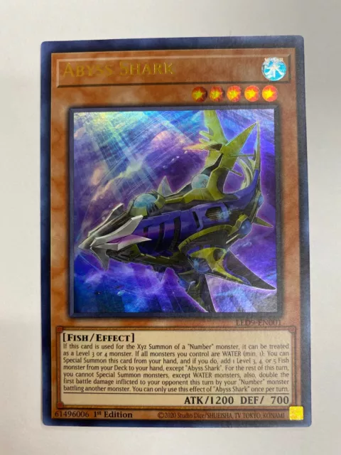 Yugioh Abyss Shark LED9-EN001 1st Edition Ultra Rare Near Mint