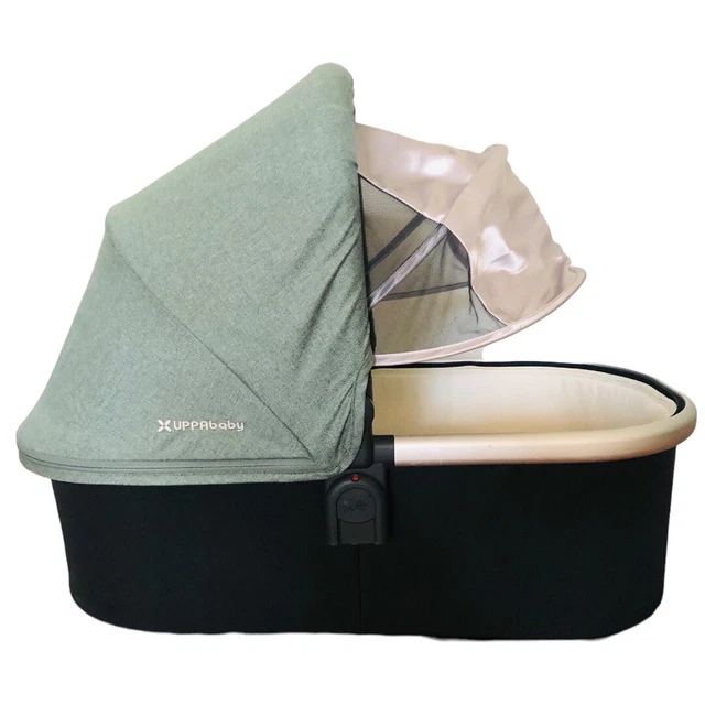 UPPAbaby Bassinet for Vista with Bug Shield and Storage Bag Green Melange EUC