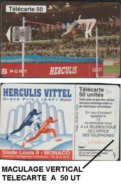 MONACO MF30 V1 TELECARTE 50 u  HERCULIS 94 1994/07 PUCE SC7 POINT NOIR AU DESSUS