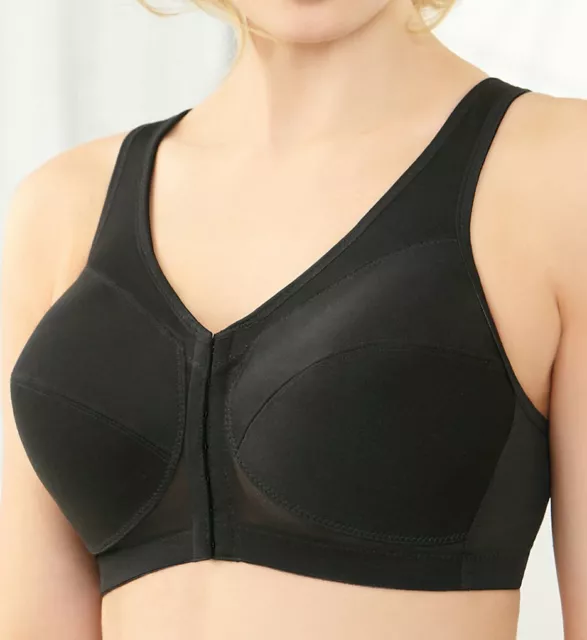 Glamorise BLACK Magic Lift Posture Back Support Wire-Free Bra, US 44D