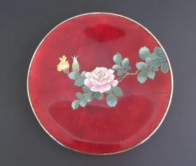 Beautiful Old Japanese Akasuke Ginbari Cloisonne Plate