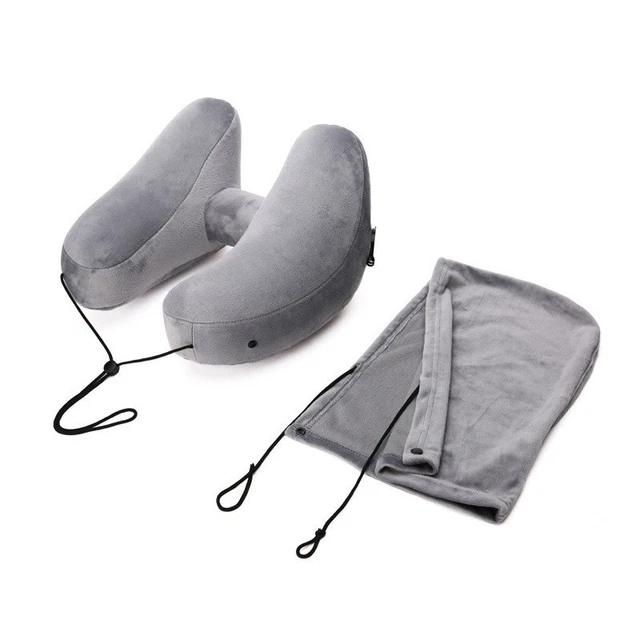 Inflatable Travel Pillow Neck Support Head Rest For Airplane Office H-Shaped 5