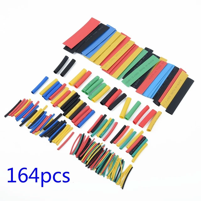 164 piezas Kit de mangas de tubo retráctiles de calor para automóvil surtido de cables eléctricos envoltura de cable